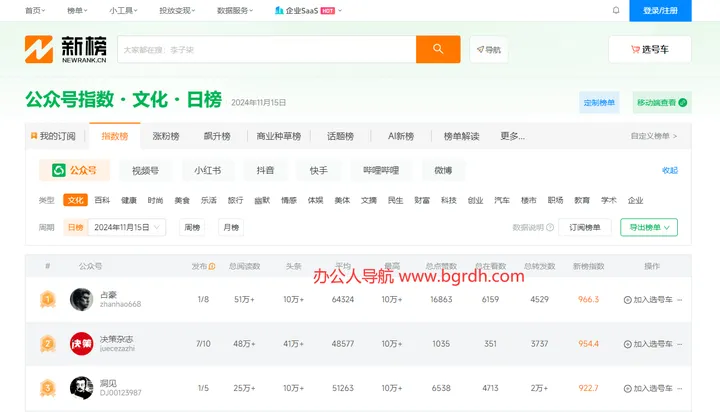 新榜排名 截图1